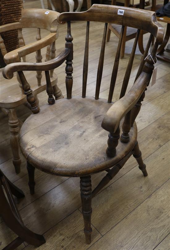 A late Victorian spindleback elbow chair